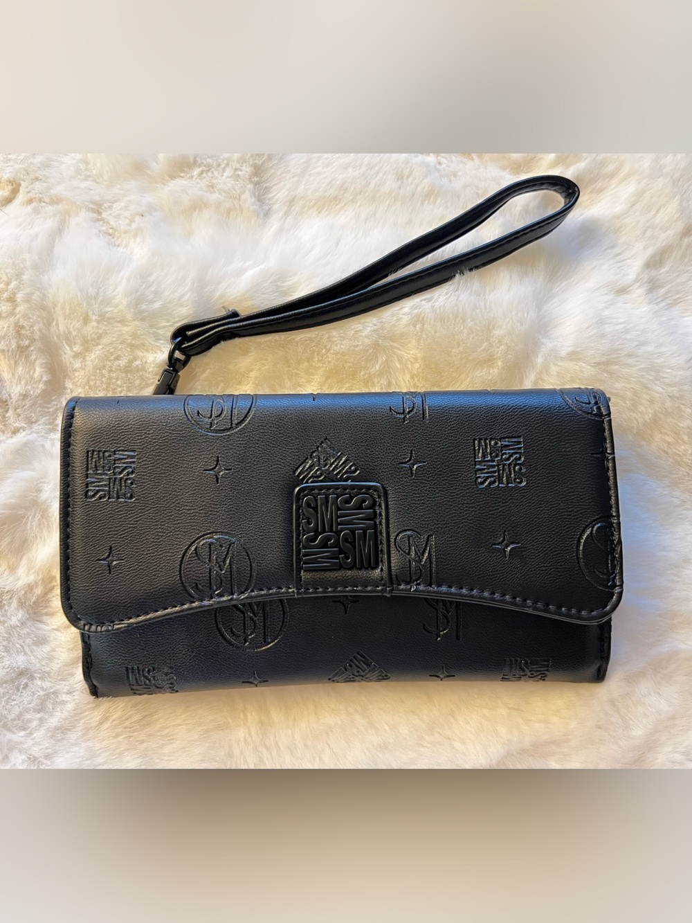 Steve Madden BJuddy Black Wristlet Crossbody Wallet Clutch NWT Chain Strap